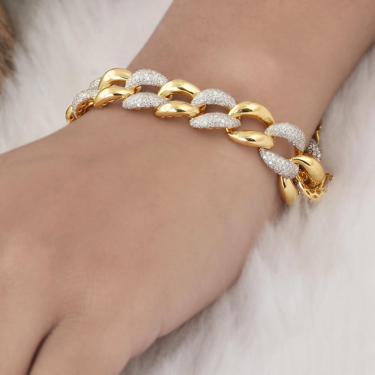 4 Carat SI Clarity HI Color Diamond Link Chain Bracelet 14k Yellow Gold