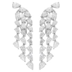 4 Carat SI/H Pear Brilliant Cut Diamond Chandelier Earrings 14 Karat White Gold