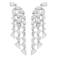 4 Carat SI/H Pear Brilliant Cut Diamond Chandelier Earrings 14 Karat White Gold