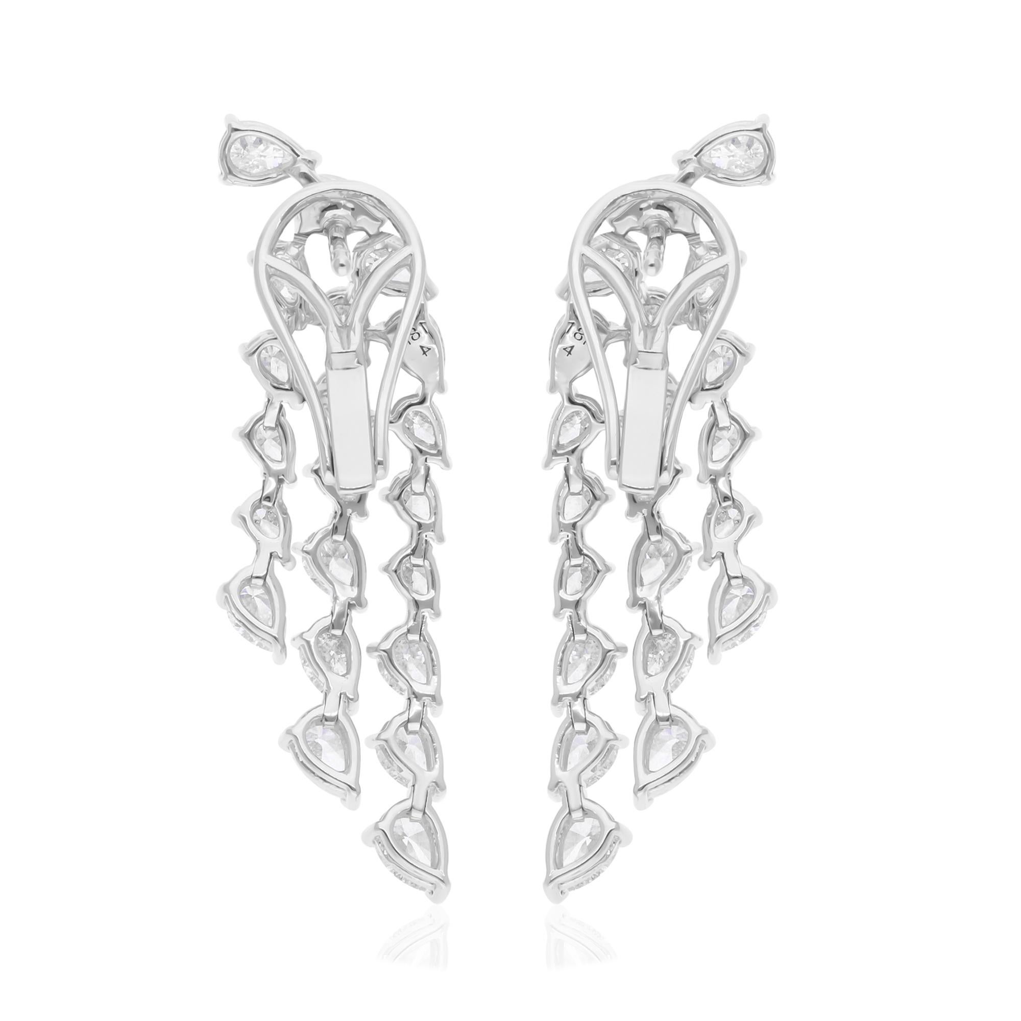 4 Carat SI/H Pear Brilliant Cut Diamond Chandelier Earrings 18 Karat White Gold In New Condition For Sale In Diera, Dubai
