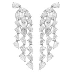 4 Carat SI/H Pear Brilliant Cut Diamond Chandelier Earrings 18 Karat White Gold