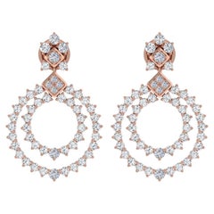 4 Carat SI/H Round Brilliant Cut Diamond Dangle Earrings 18 Karat Rose Gold