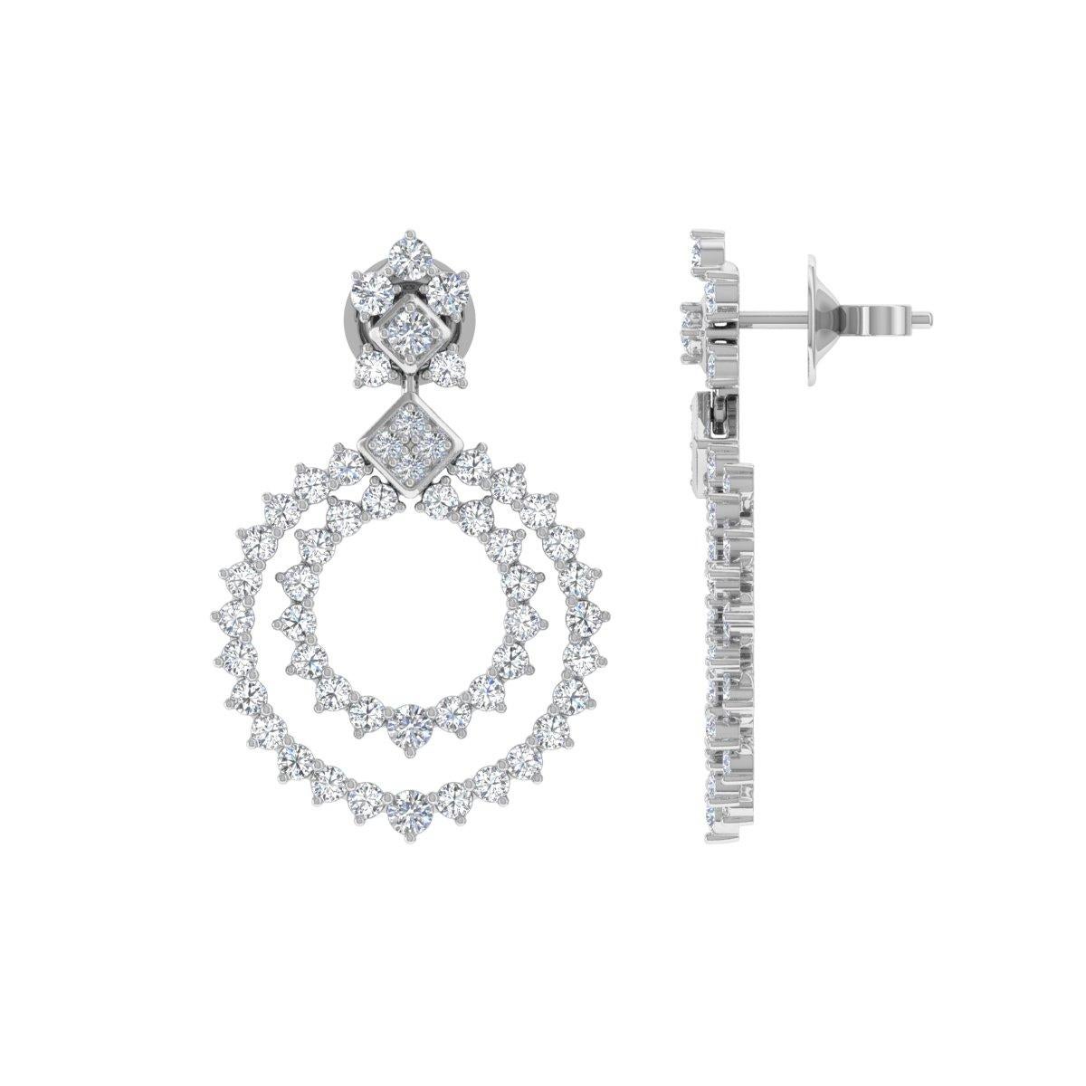 The 4 Carat SI/H Round Brilliant Cut Diamond Dangle Earrings are crafted in luxurious 18 Karat White Gold, weighing 10.40 grams, with a total gross weight of 11.20 grams. These stunning earrings feature 4.00 carats of natural diamonds, exhibiting a