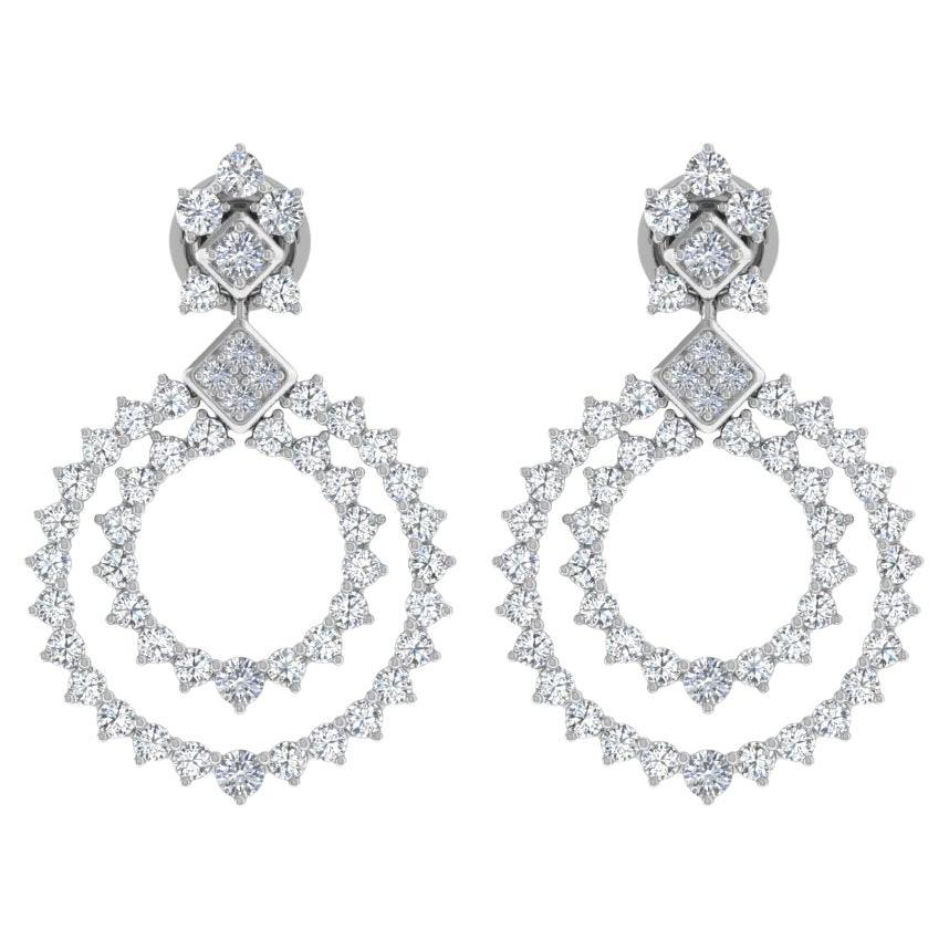 4 Carat SI/H Round Brilliant Cut Diamond Dangle Earrings 18 Karat White Gold
