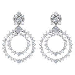 4 Carat SI/H Round Brilliant Cut Diamond Dangle Earrings 18 Karat White Gold