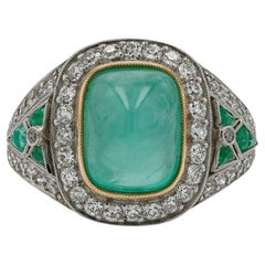 4 Carat Sugar Loaf Colombian Emerald Art Deco Cocktail Ring