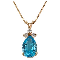 4 Carat Swiss Blue Topaz and Diamond Necklace