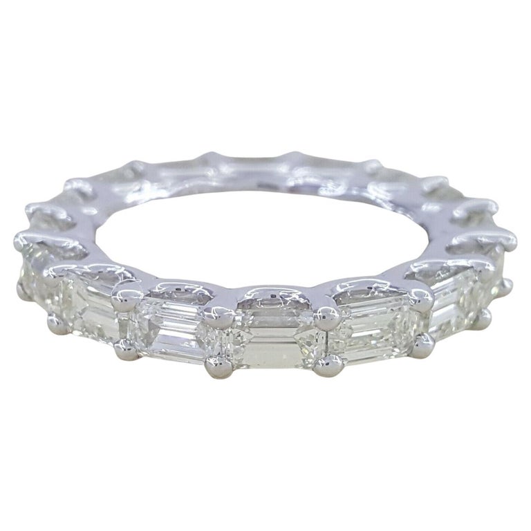 Cicle Rig 4 Carat White Gold Emerald Cut Diamond Full Circle Eternity Band Ring ...