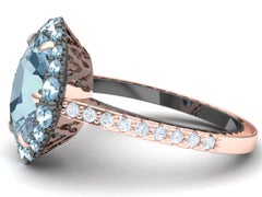 4 Carat Aquamarine and Diamond Rose Gold Ring