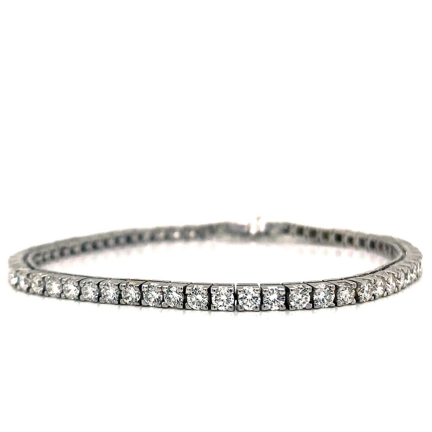 Diamant-Tennisarmband 4 Karat 18K Weißgold (Rundschliff)