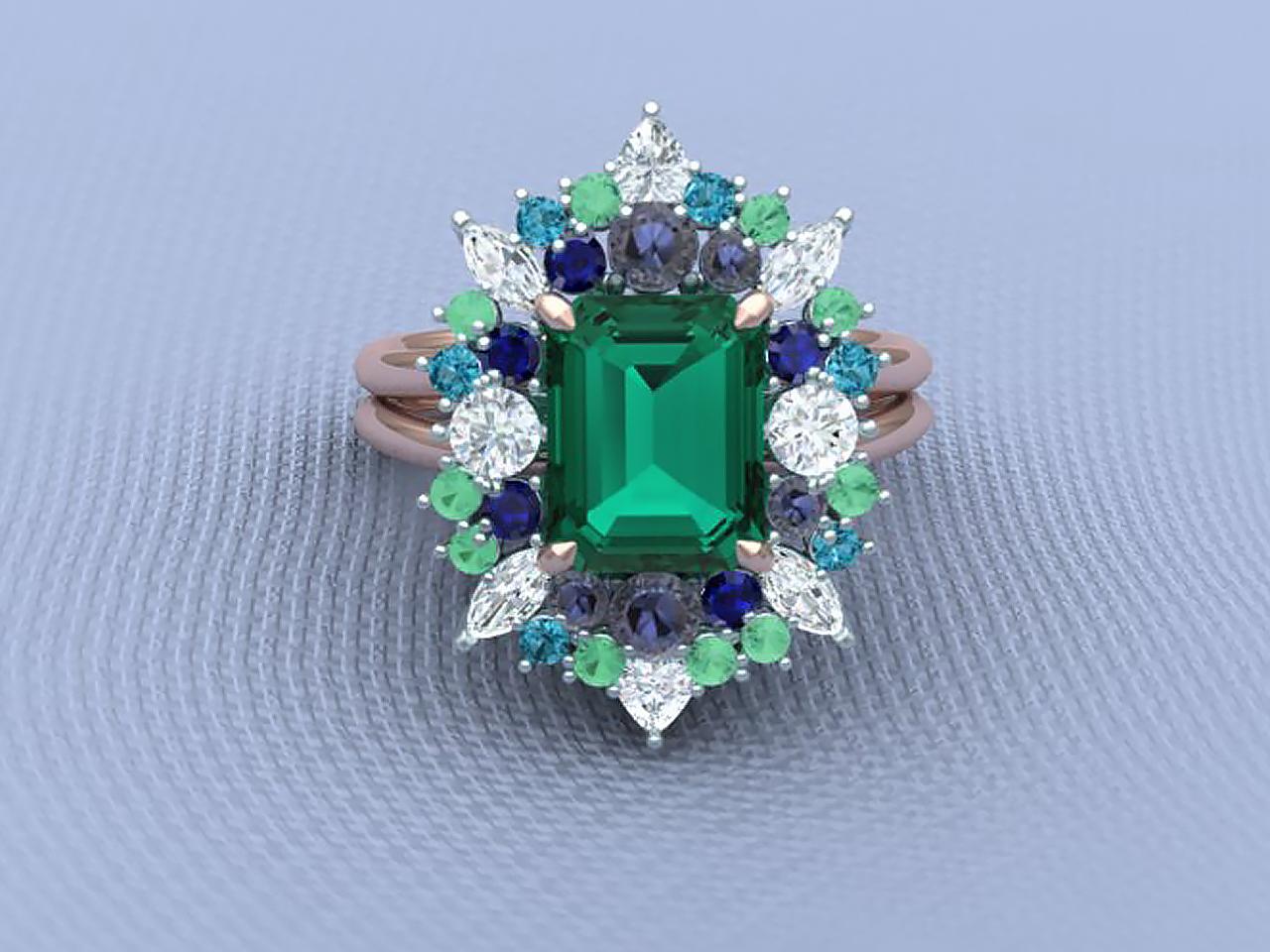 4 Carats Green Blue Tourmaline Diamond Cocktail Ring In Excellent Condition For Sale In Aliso Viejo, CA