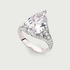 4 Carats Pear Diamond Engagement Ring
