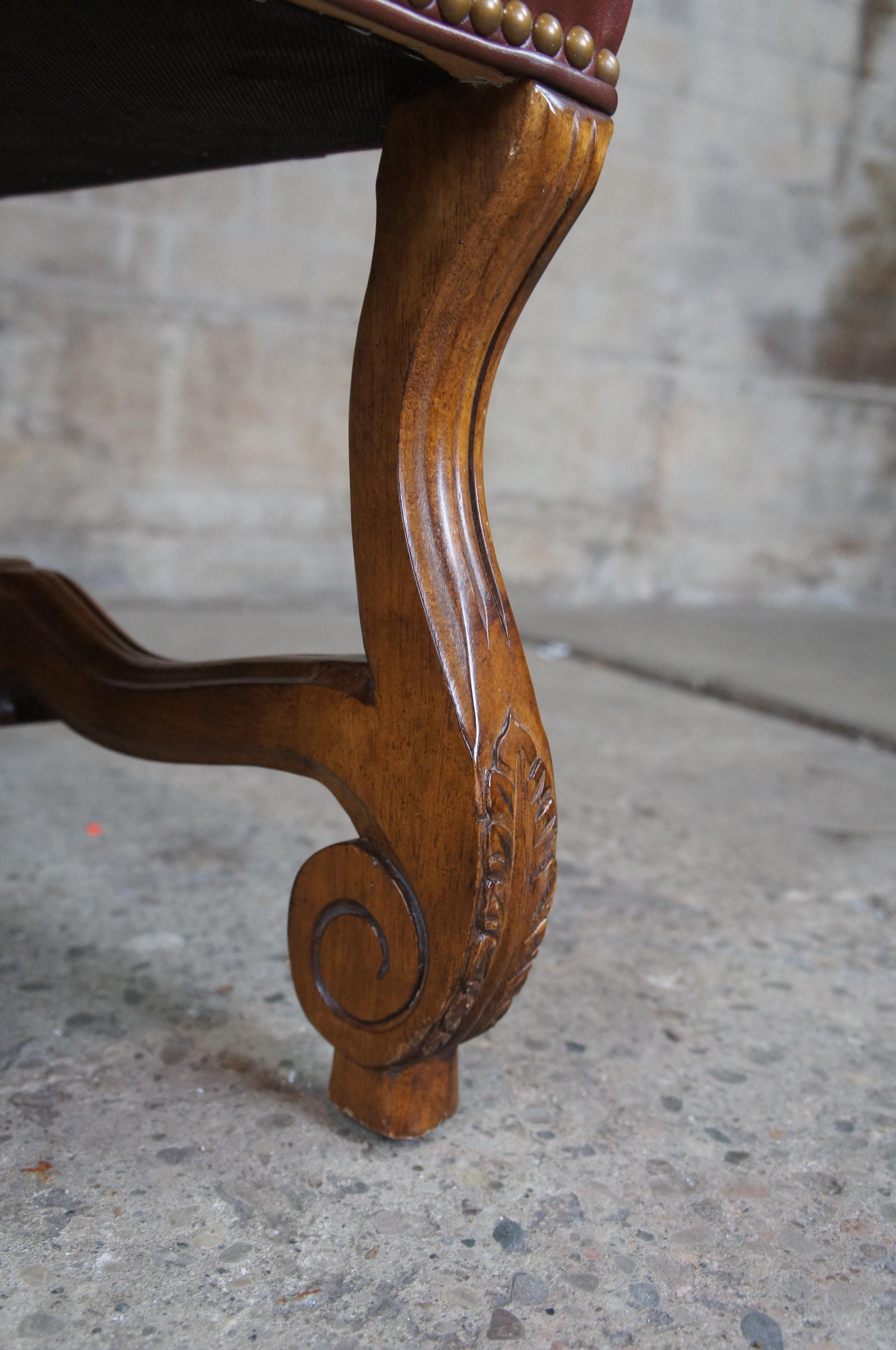20th Century 4 Century Furniture Old World Tuscan Paisley Leather Amelia Dining Chairs 52-541