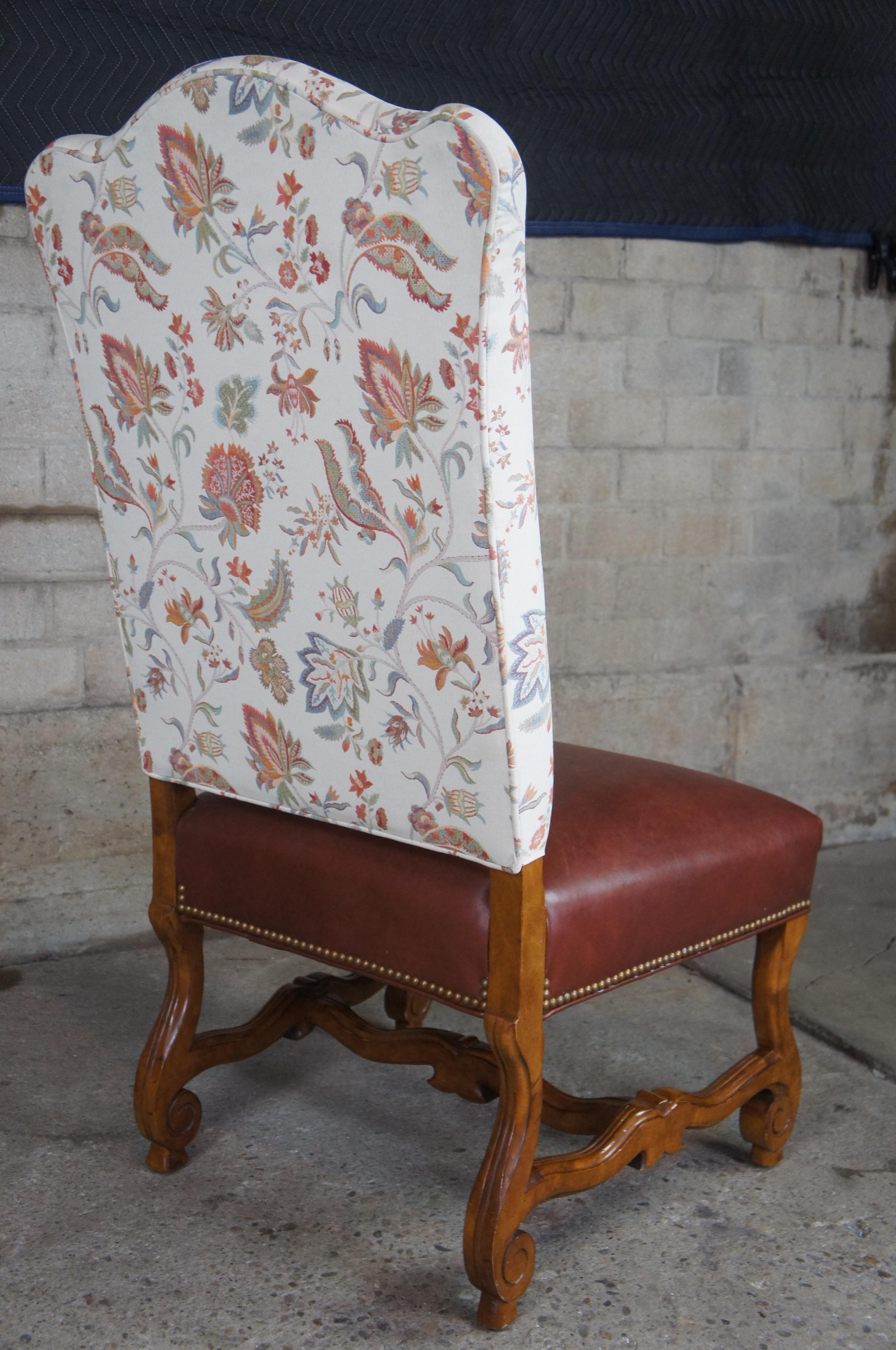 4 Century Furniture Old World Tuscan Paisley Leather Amelia Dining Chairs 52-541 1