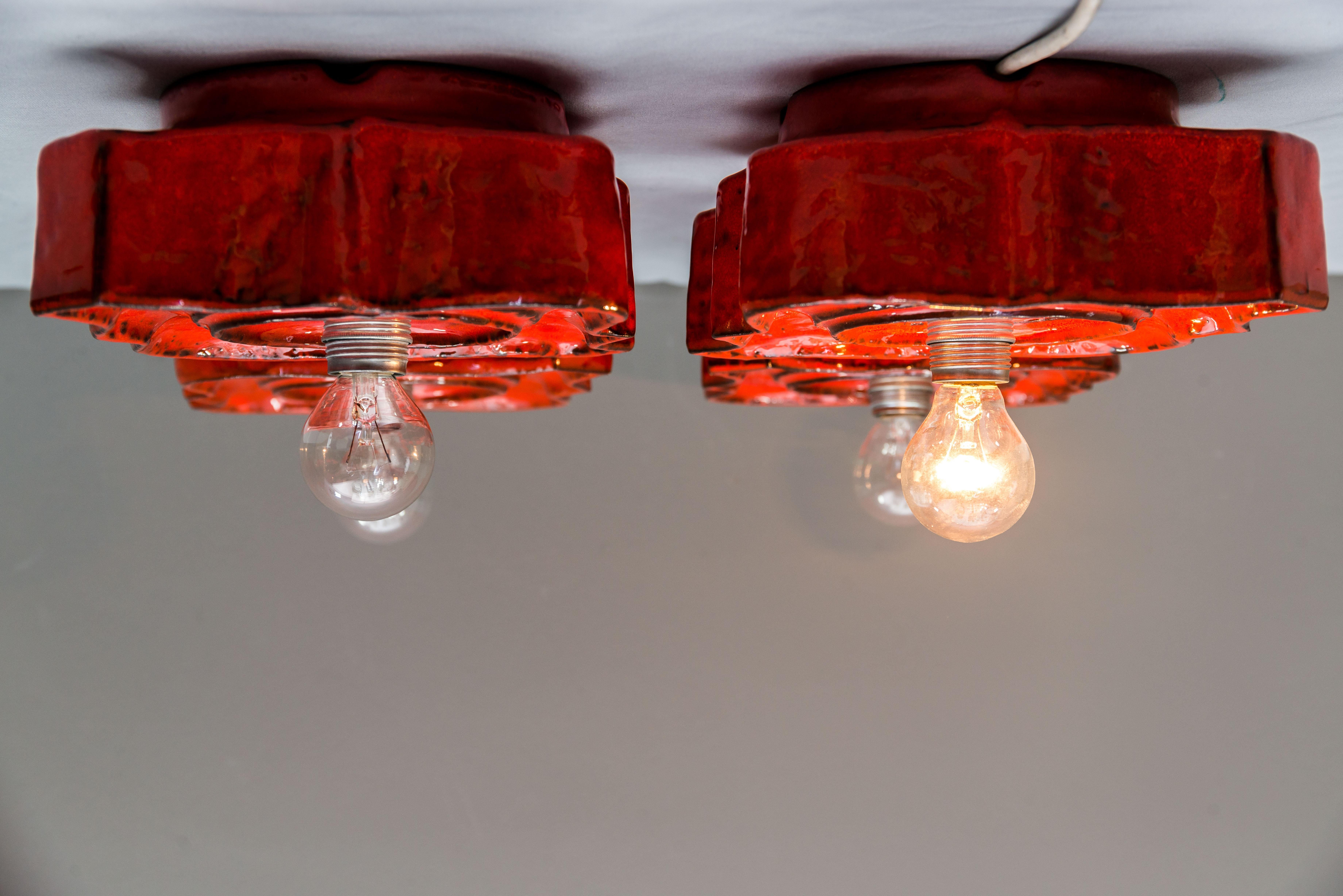 4 lampade da parete in ceramica Vienna, anni '70 circa 3