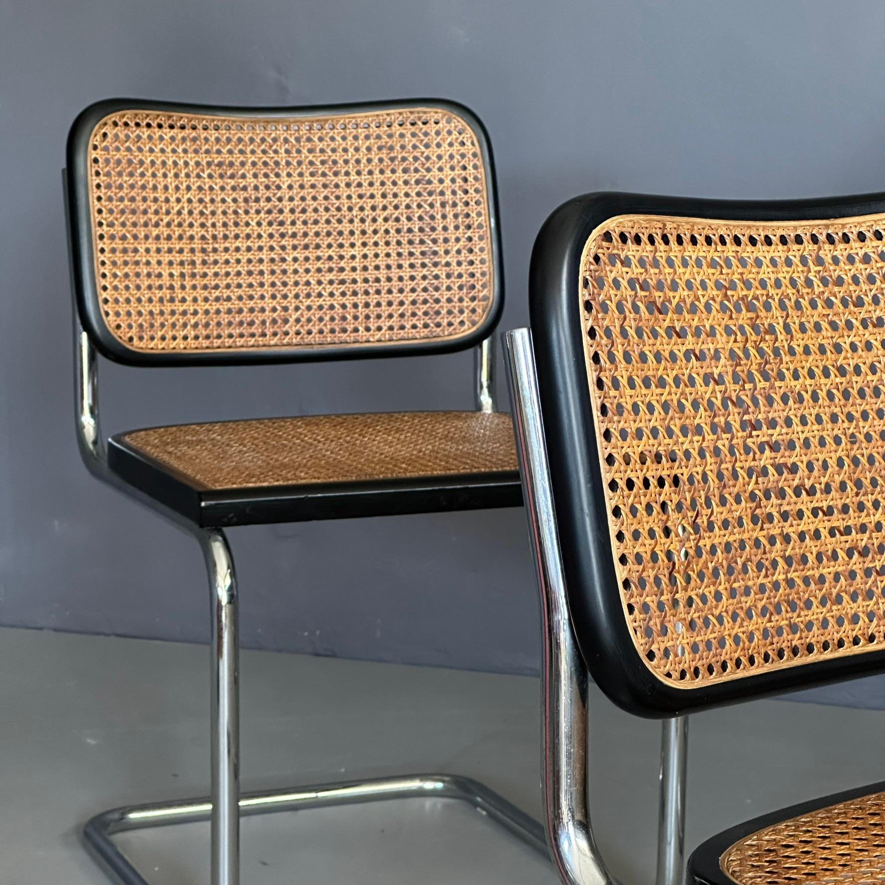  4 CESCA chairs model B.32, design by Marcel Breuer for Gavina, 1970s In Good Condition For Sale In Milan, IT