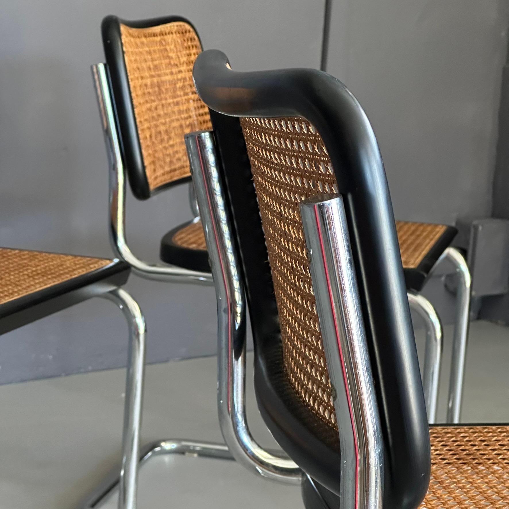 Late 20th Century  4 CESCA chairs model B.32, design by Marcel Breuer for Gavina, 1970s For Sale