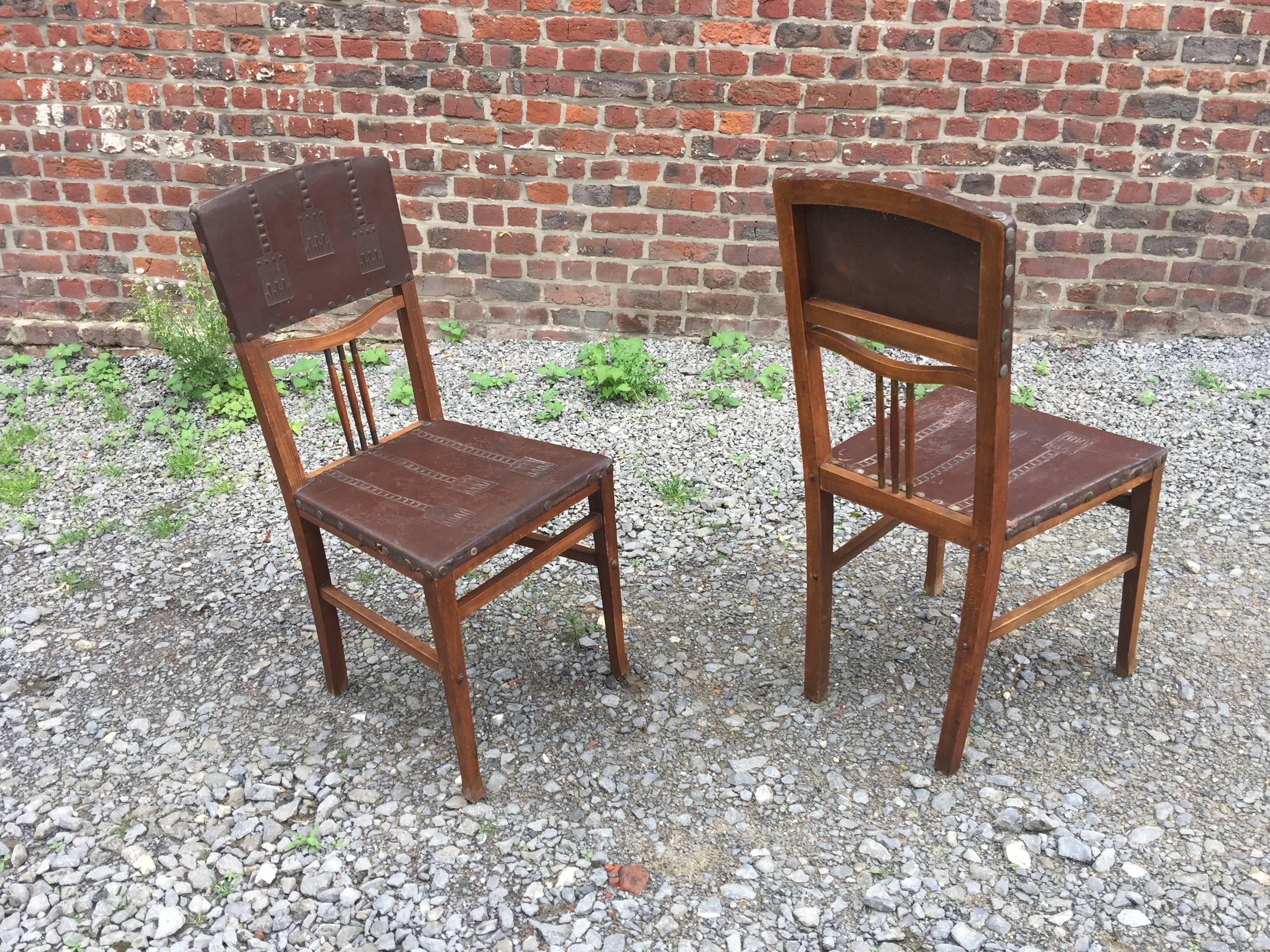 4 Stühle im Art nouveau-Stil der Wiener Secession, um 1900 2