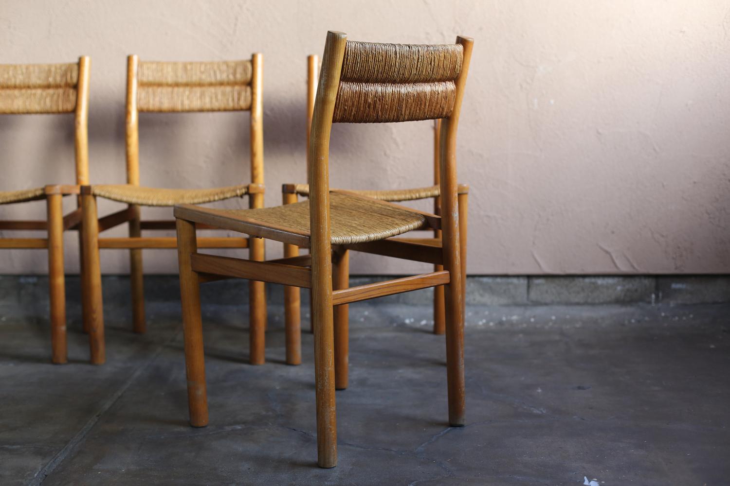 Travail du bois 4 Chaises de Pierre Gautier-Delaye, Modèle Week-end en vente