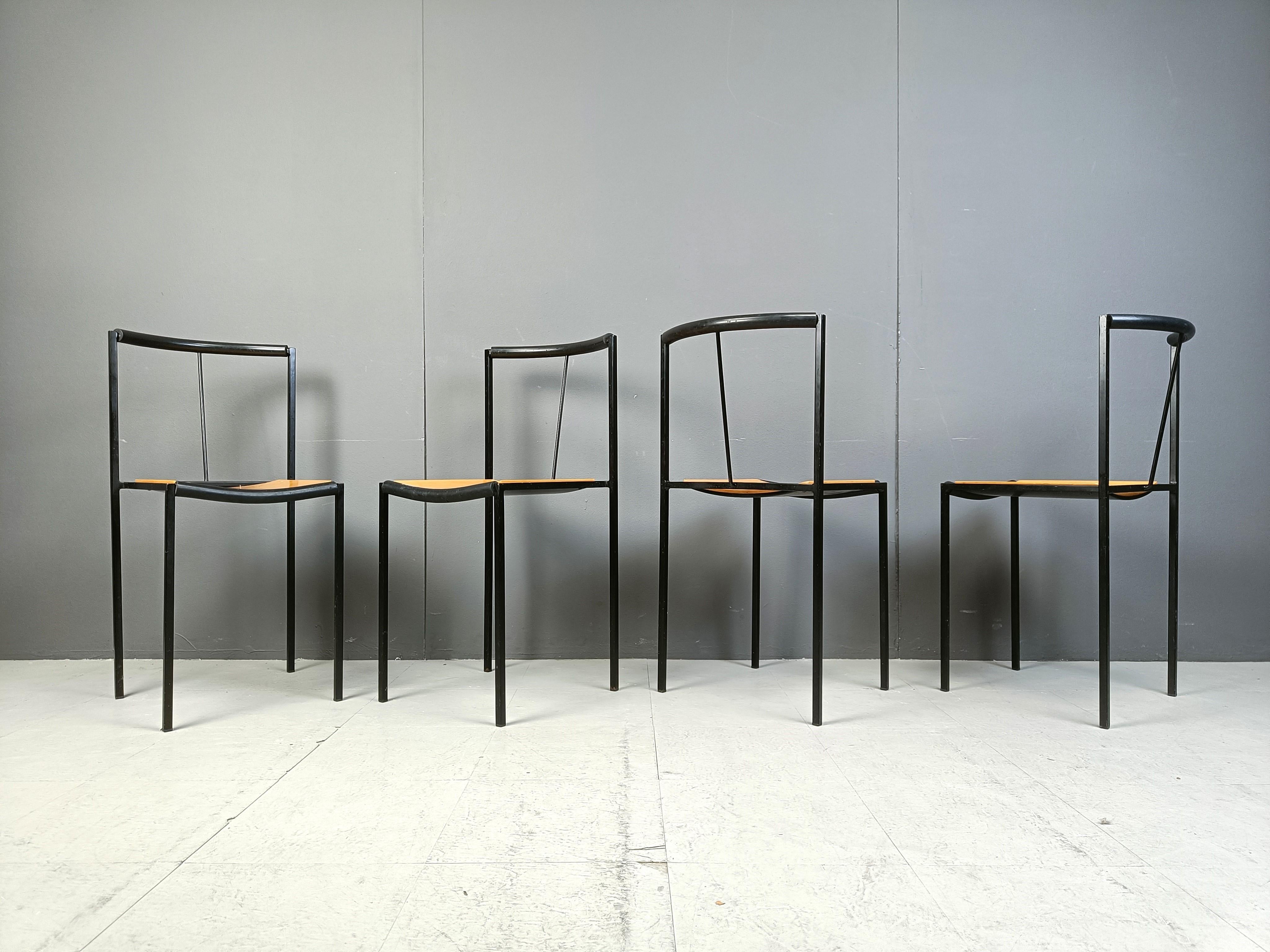 Metal 4 chairs by Zeus Noto Maurizio Peregalli Millepunte, 1985 For Sale