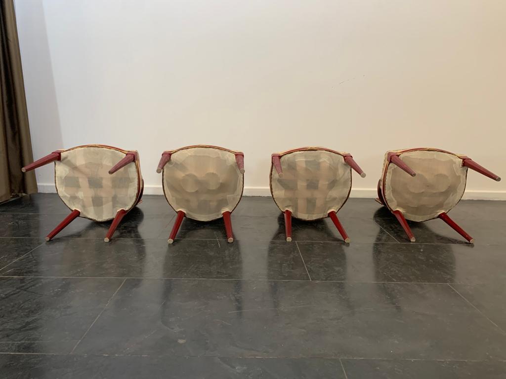 4 Chaises en bois laqué et feuille d'or, années 1930 en vente 5