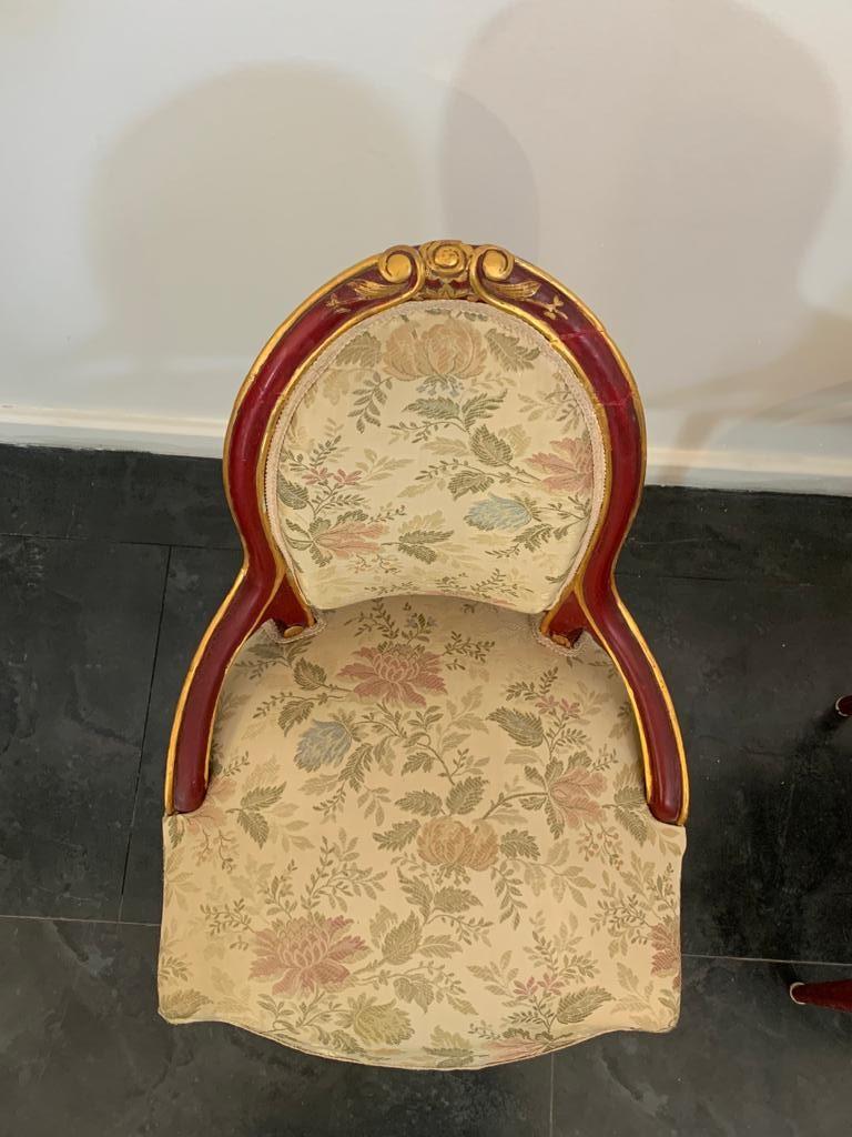 4 Chaises en bois laqué et feuille d'or, années 1930 en vente 1