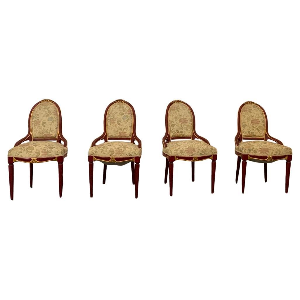 4 Chairs in lacquered wood and gold leaf, 1930s