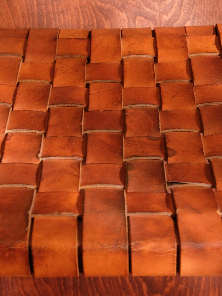 4 Chairs in Leather and Tinted Wood, 1970s, Midcentury Italian Design