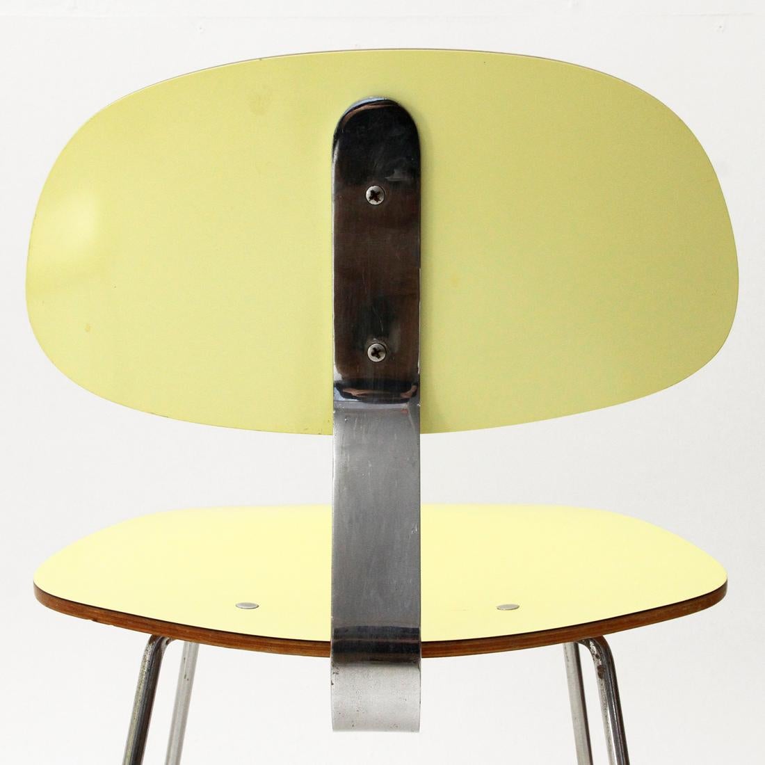 Mid-20th Century 4 Chairs in Yellow Formica by Georges Coslin for 3V Arredamenti, 1950s