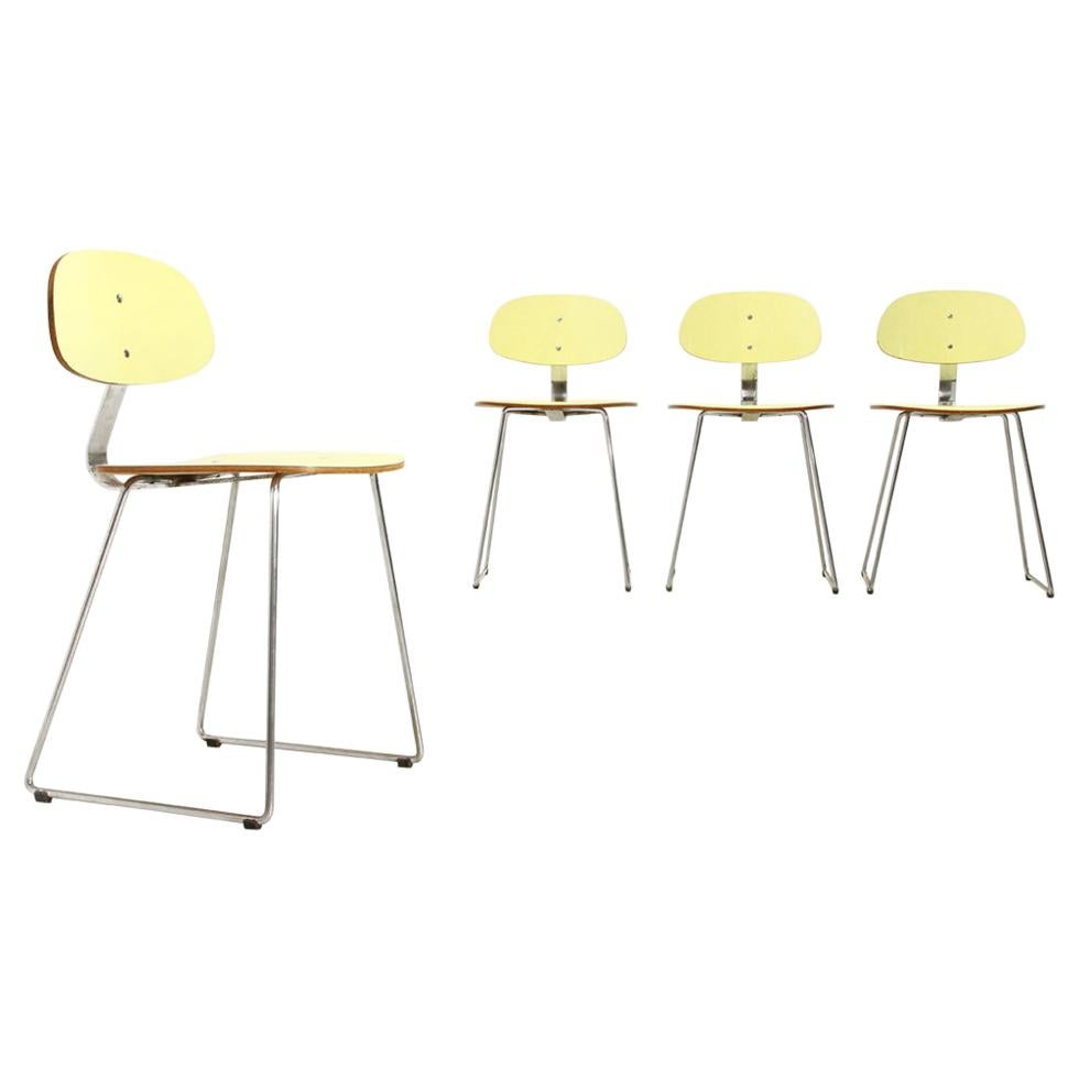 4 Chairs in Yellow Formica by Georges Coslin for 3V Arredamenti, 1950s