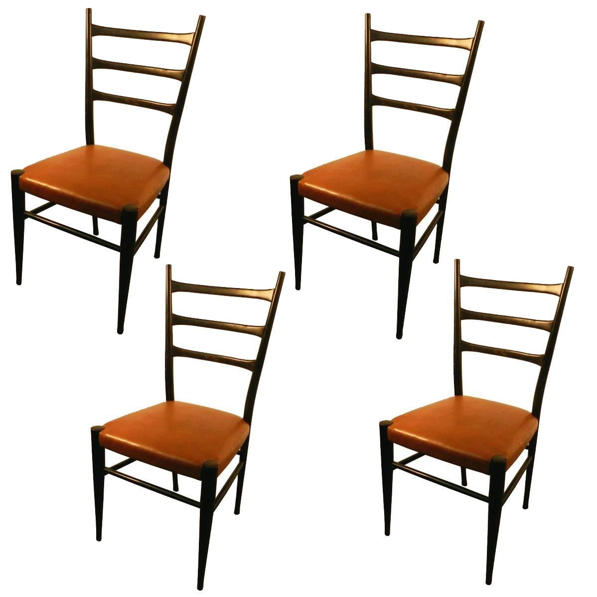 Four Italian Style Chairs, circa 1950-1960 For Sale