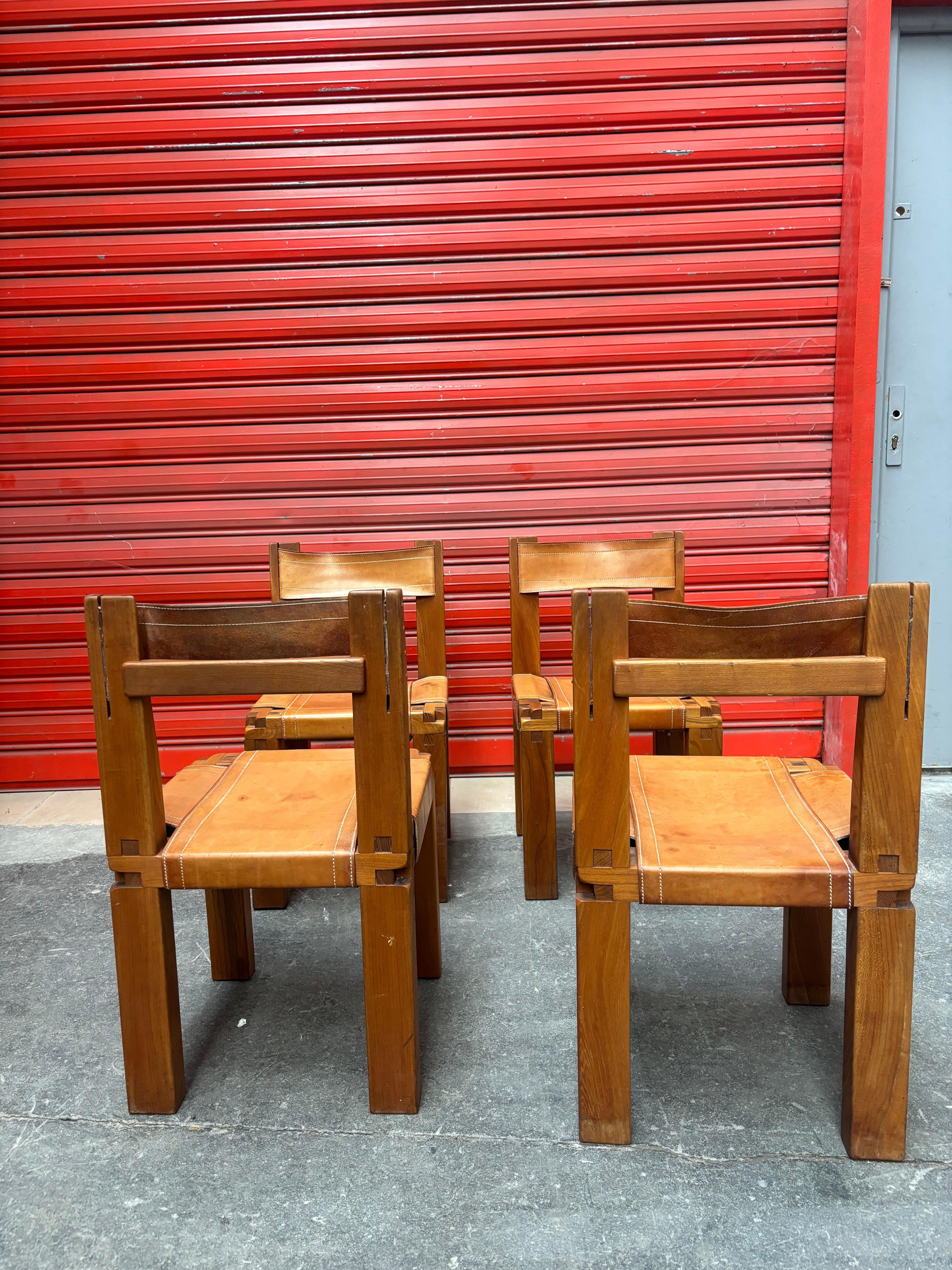 Fine XX secolo 4 sedie S11 di Pierre Chapo in vendita