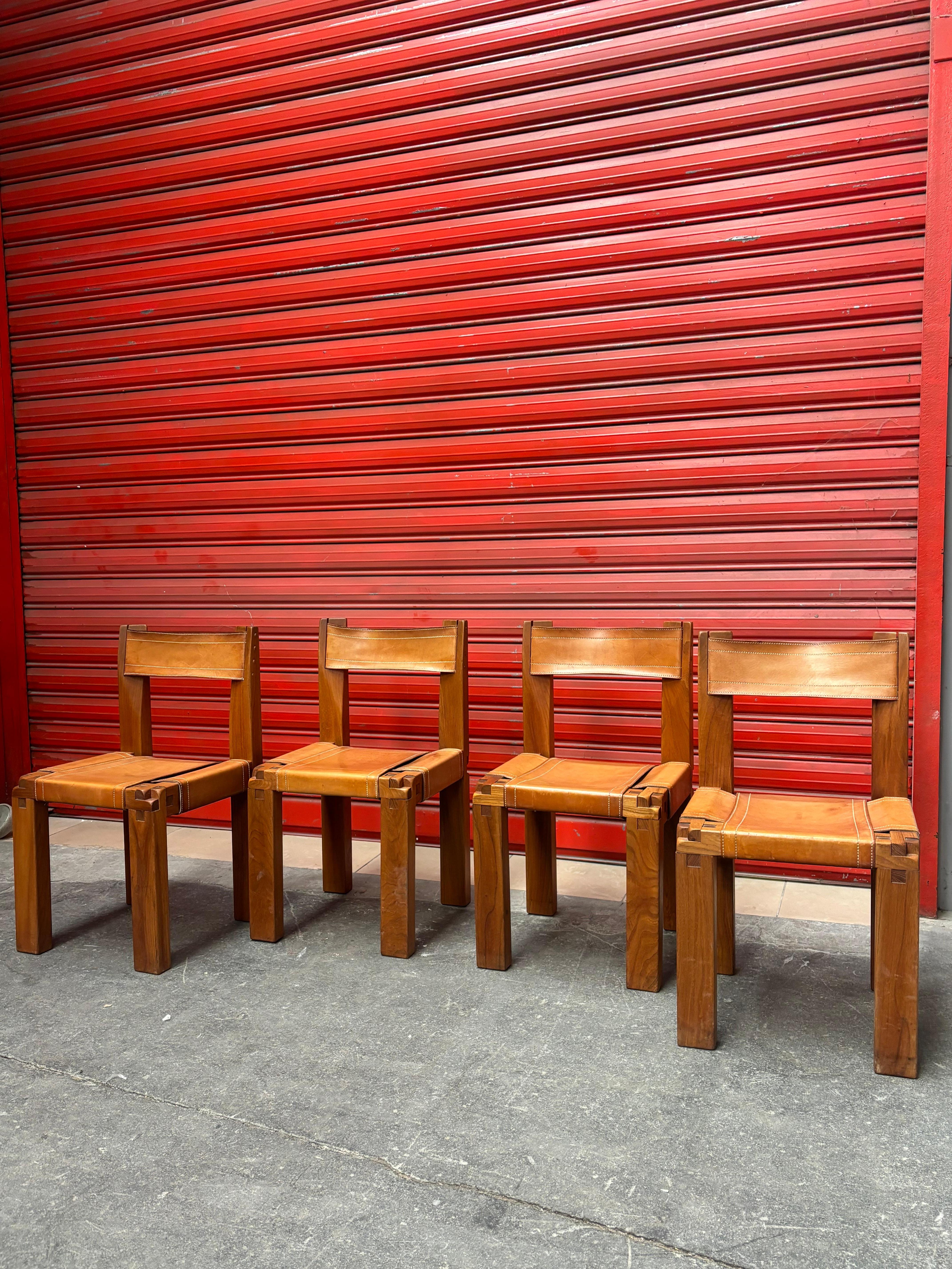 4 sedie S11 di Pierre Chapo in vendita 1