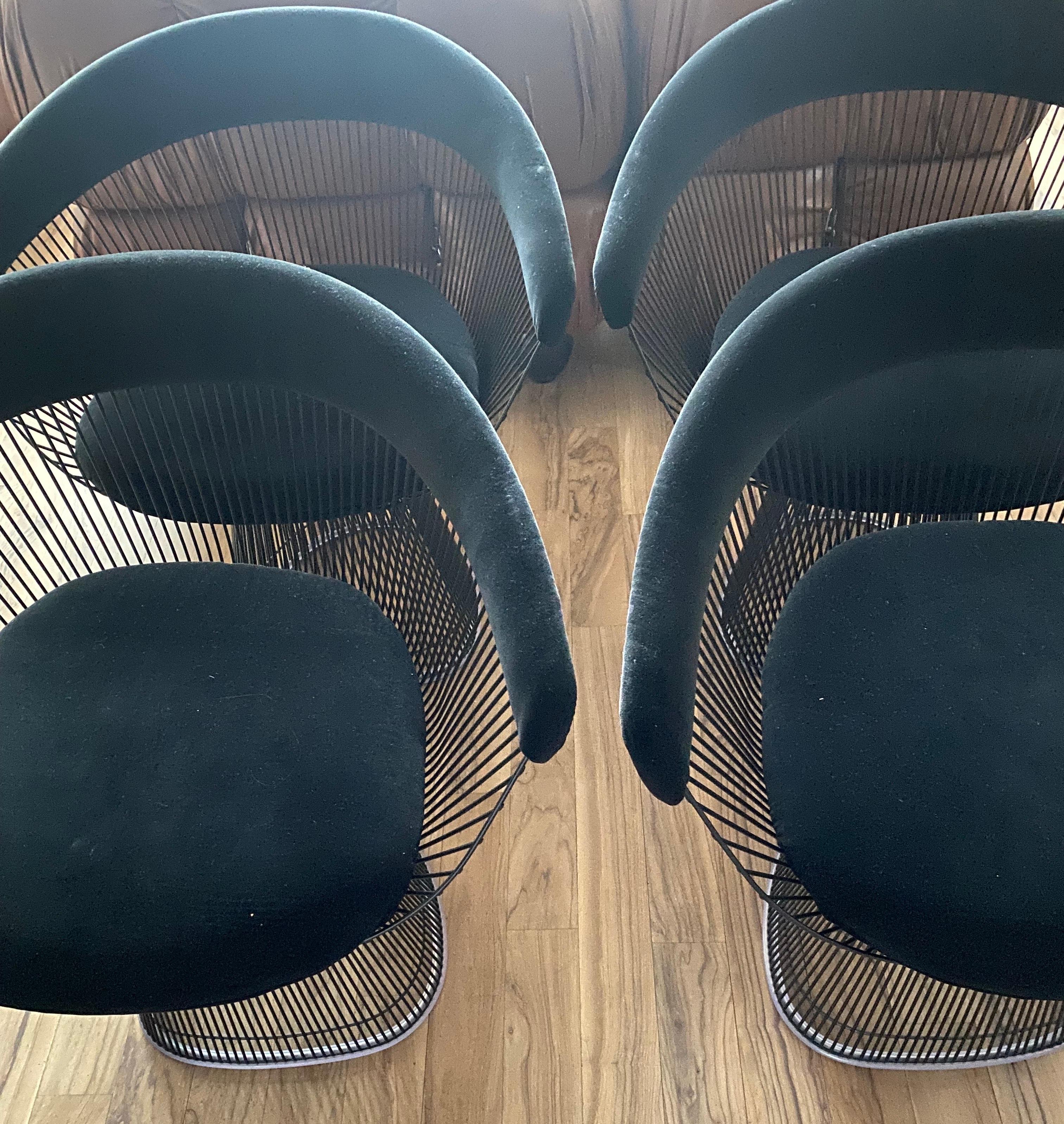 Armchairs by Warren platner 
Suite of 4 platner armchairs
knoll edition 
Black edition
Black velvet / blackened steel
Limited edition 
Perfect condition 
2021
Price: 12900 12900 euros for 4.