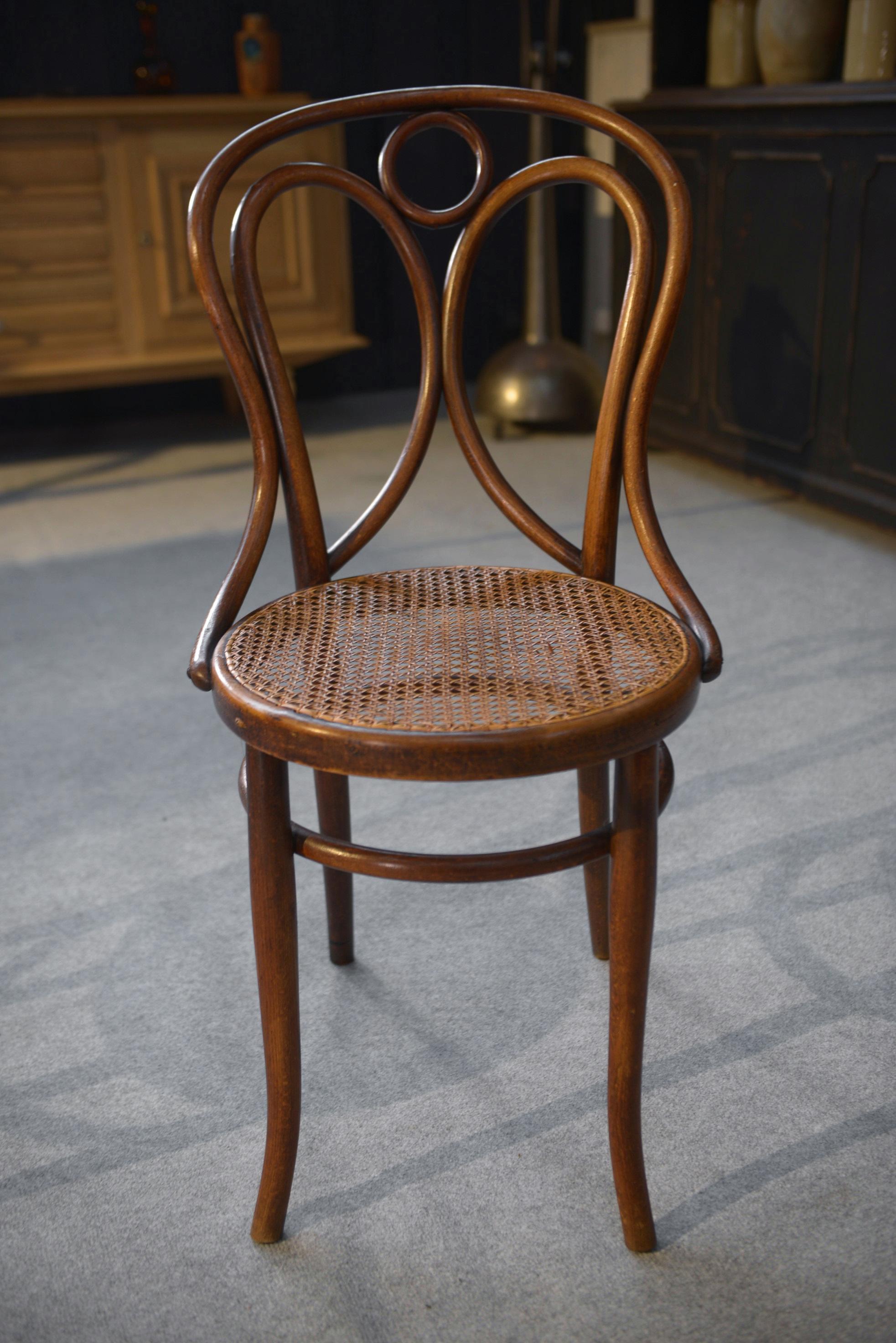 4 Chaises bistrot cannées bois courbé en hêtre JACOB et JOSEF KOHN 1900's im Angebot 11