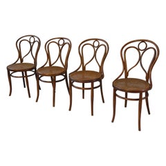 4 chaises bistrot cannées bois courbé en hêtre JACOB et JOSEF KOHN 1900's