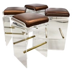 4 Charles Hollis Jones Lucite Bar Stools
