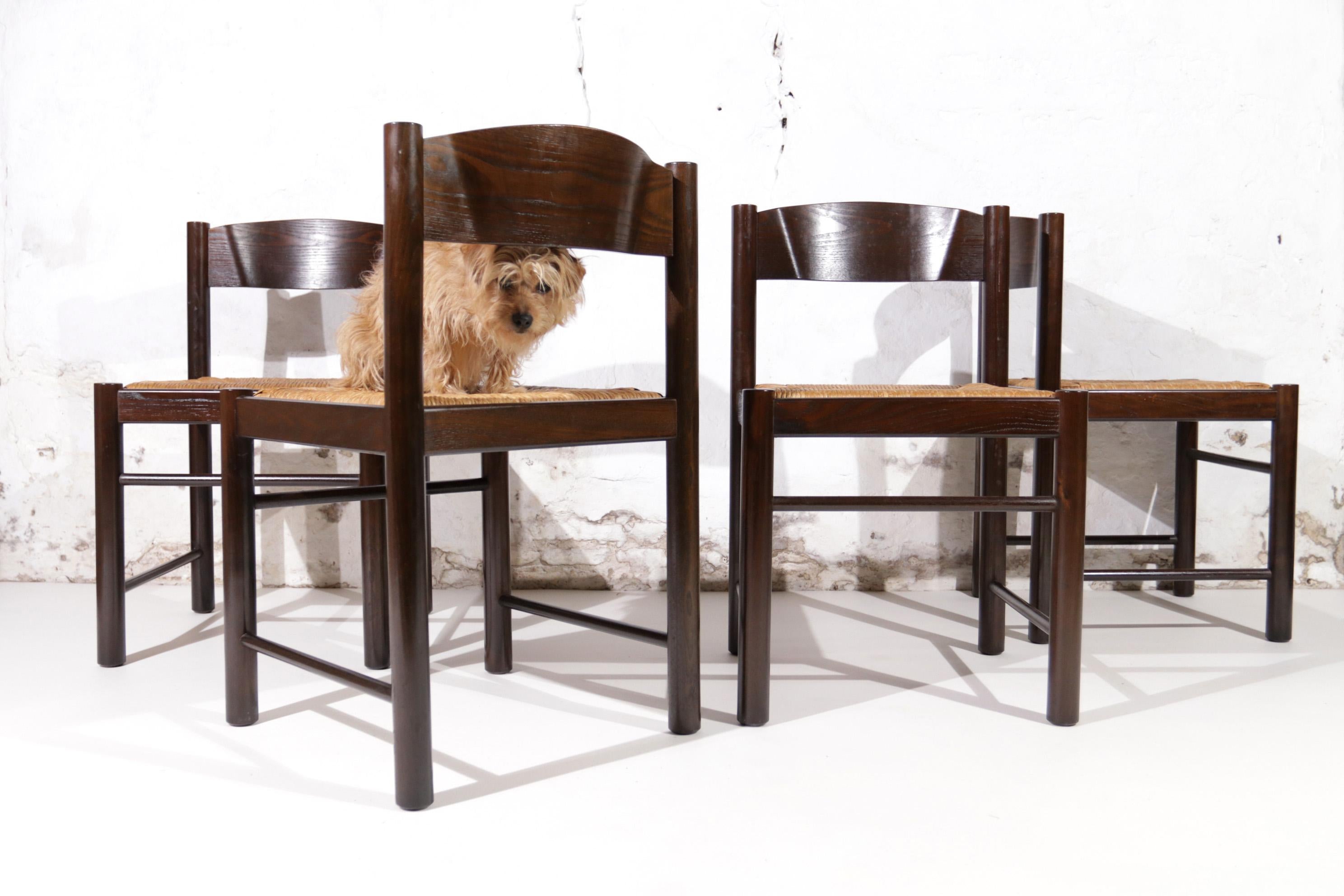 4 Charlotte Perriand Style Dining Chairs France ca 1970 For Sale 3