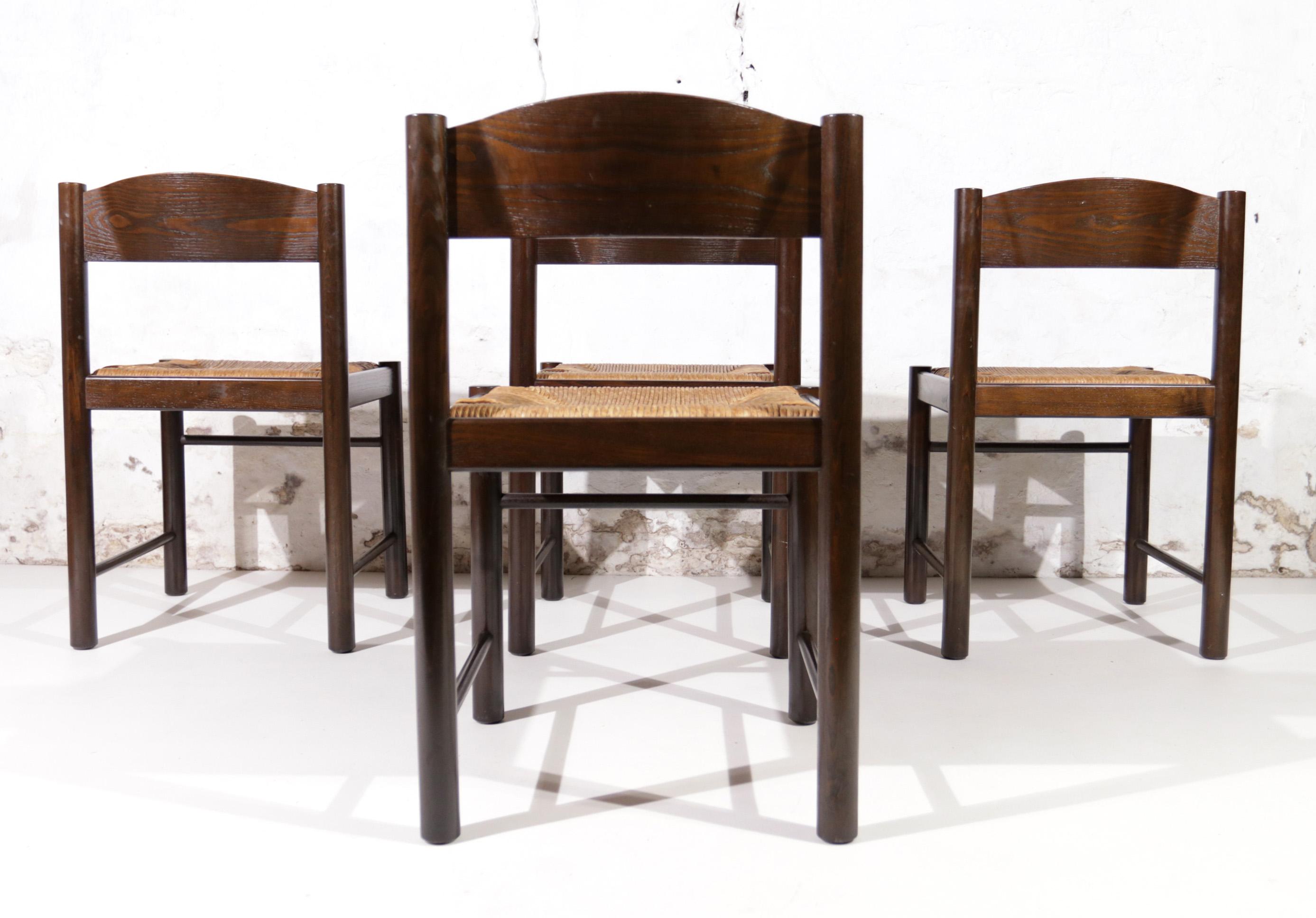 4 Charlotte Perriand Style Dining Chairs France ca 1970 For Sale 11