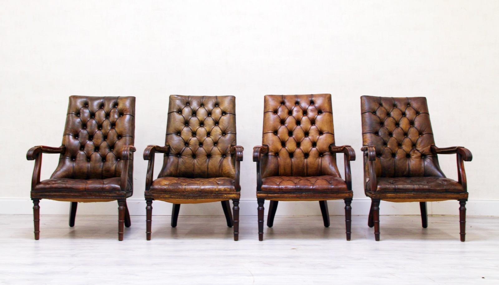4 Chesterfield Chippendale Wing Chair Armchair Baroque Antique For Sale 9