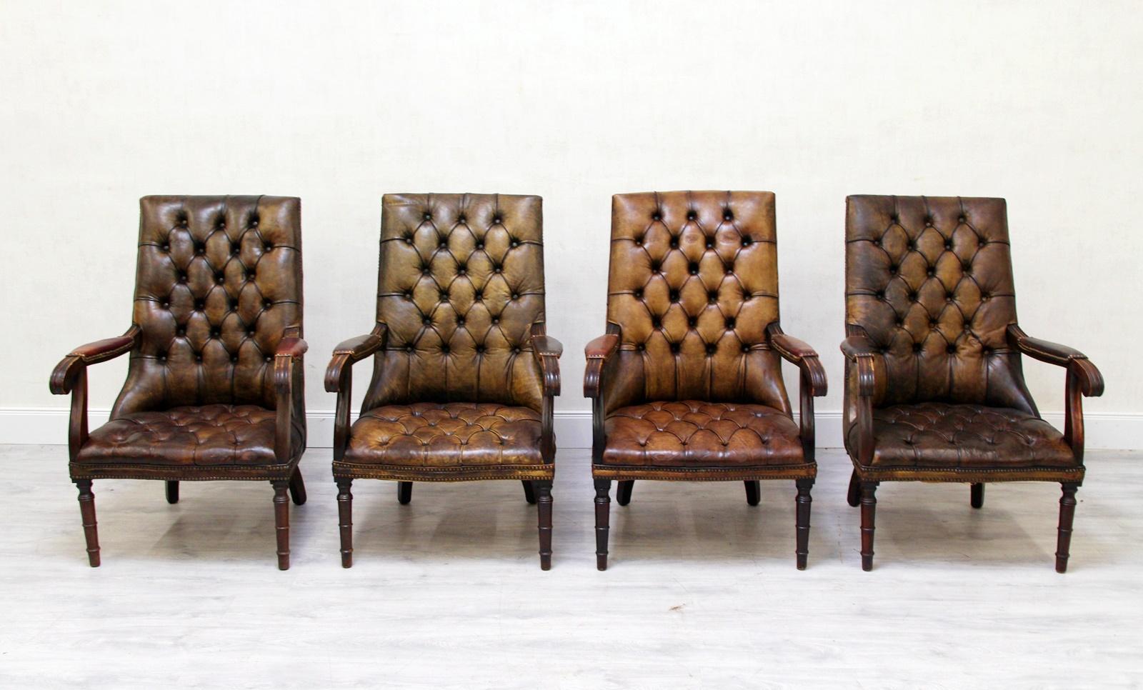 4 Chesterfield Chippendale Wing Chair Armchair Baroque Antique For Sale 10