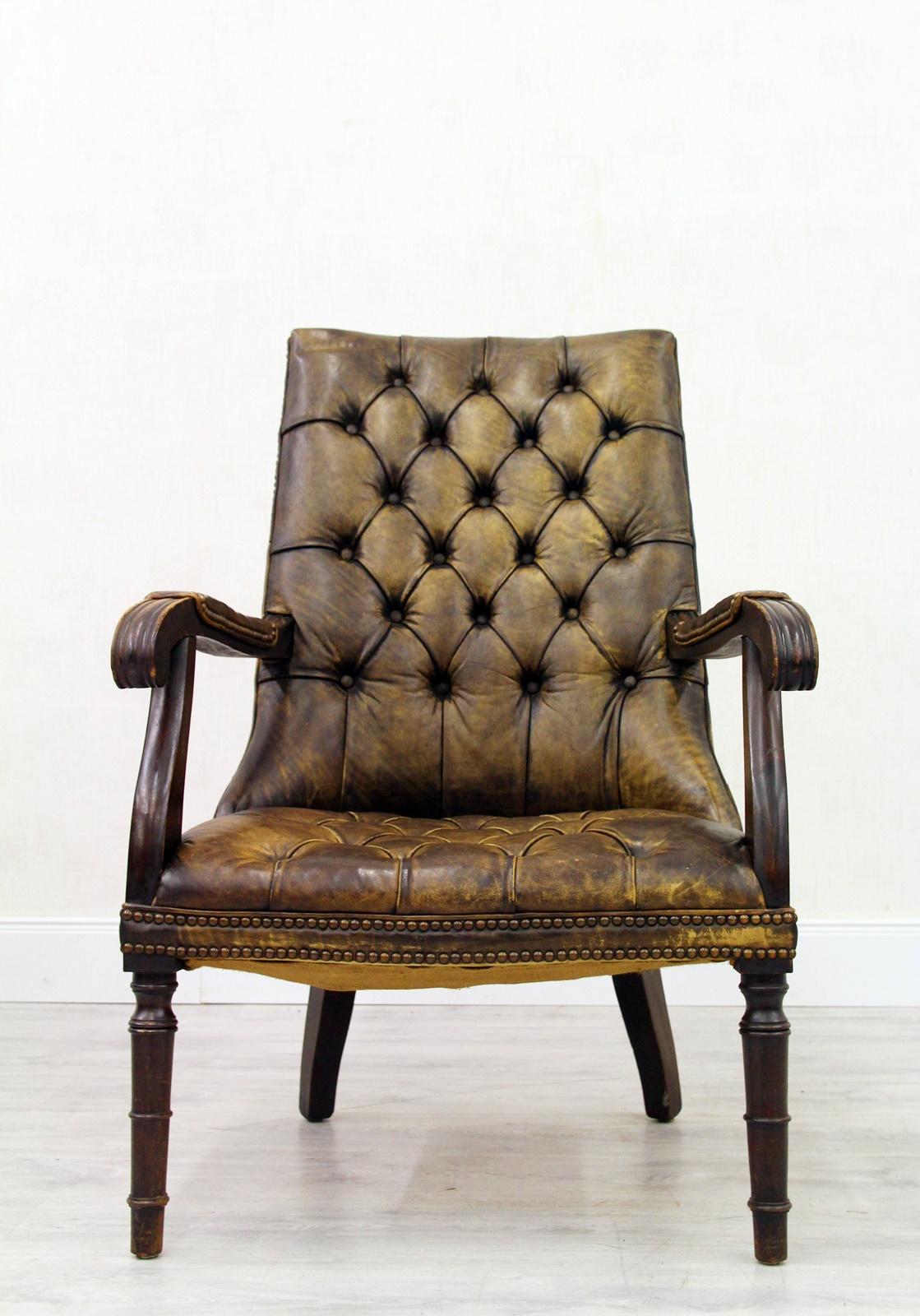 4 Chesterfield Chippendale Wing Chair Armchair Baroque Antique In Good Condition For Sale In Lage, DE