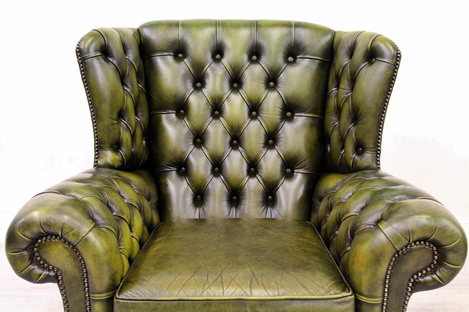 4 Chesterfield Chippendale Wing Chair Armchair Baroque Antique For Sale 1