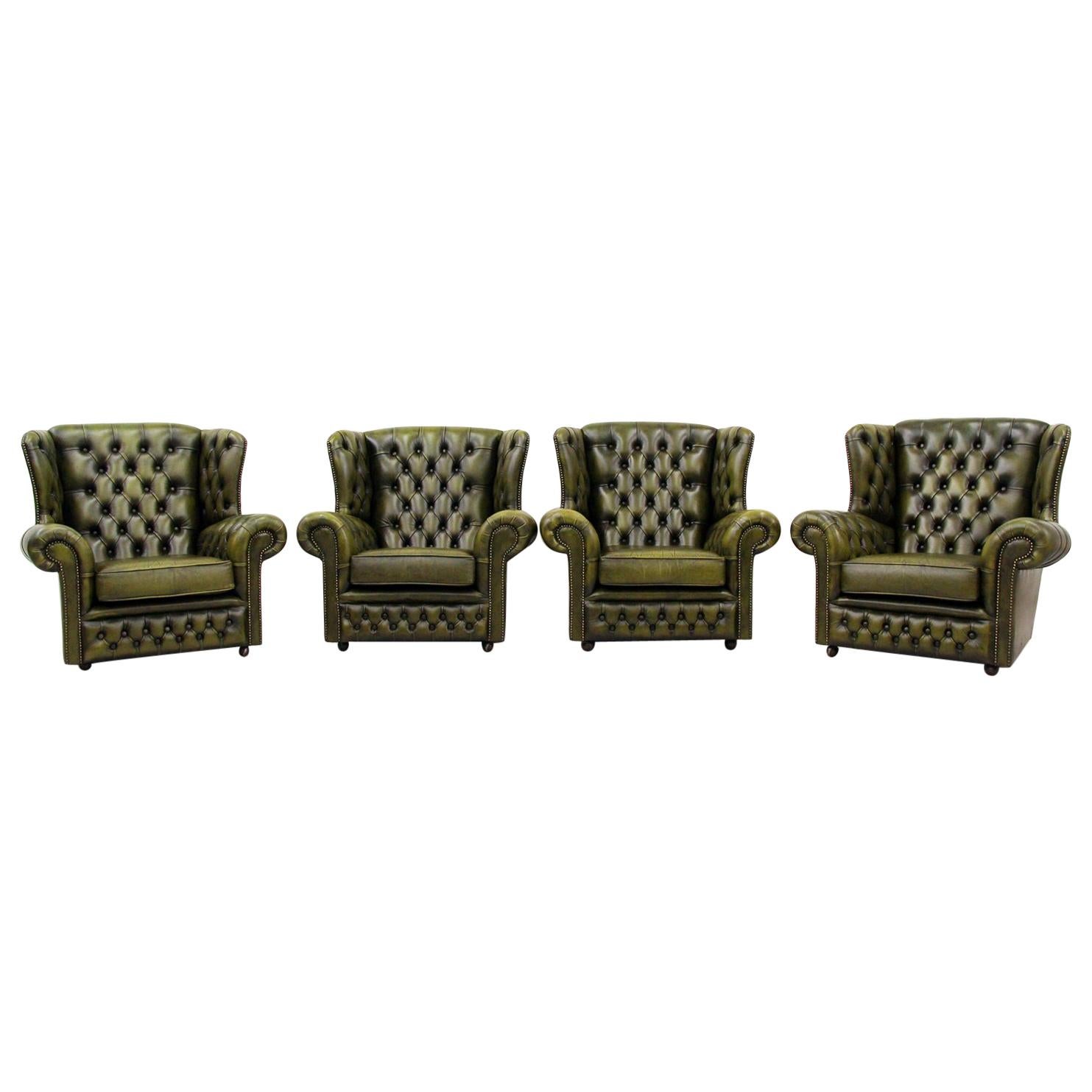 4 Chesterfield Chippendale Wing Chair Armchair Baroque Antique For Sale
