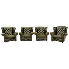 4 Chesterfield Chippendale Wing Chair Armchair Baroque Antique