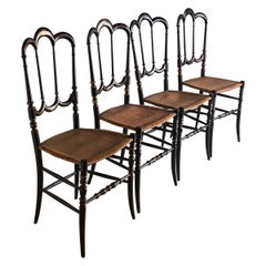 4 Chiavari Chairs "Tre Archi" by Fratelli Levaggi, Italy, 1950s