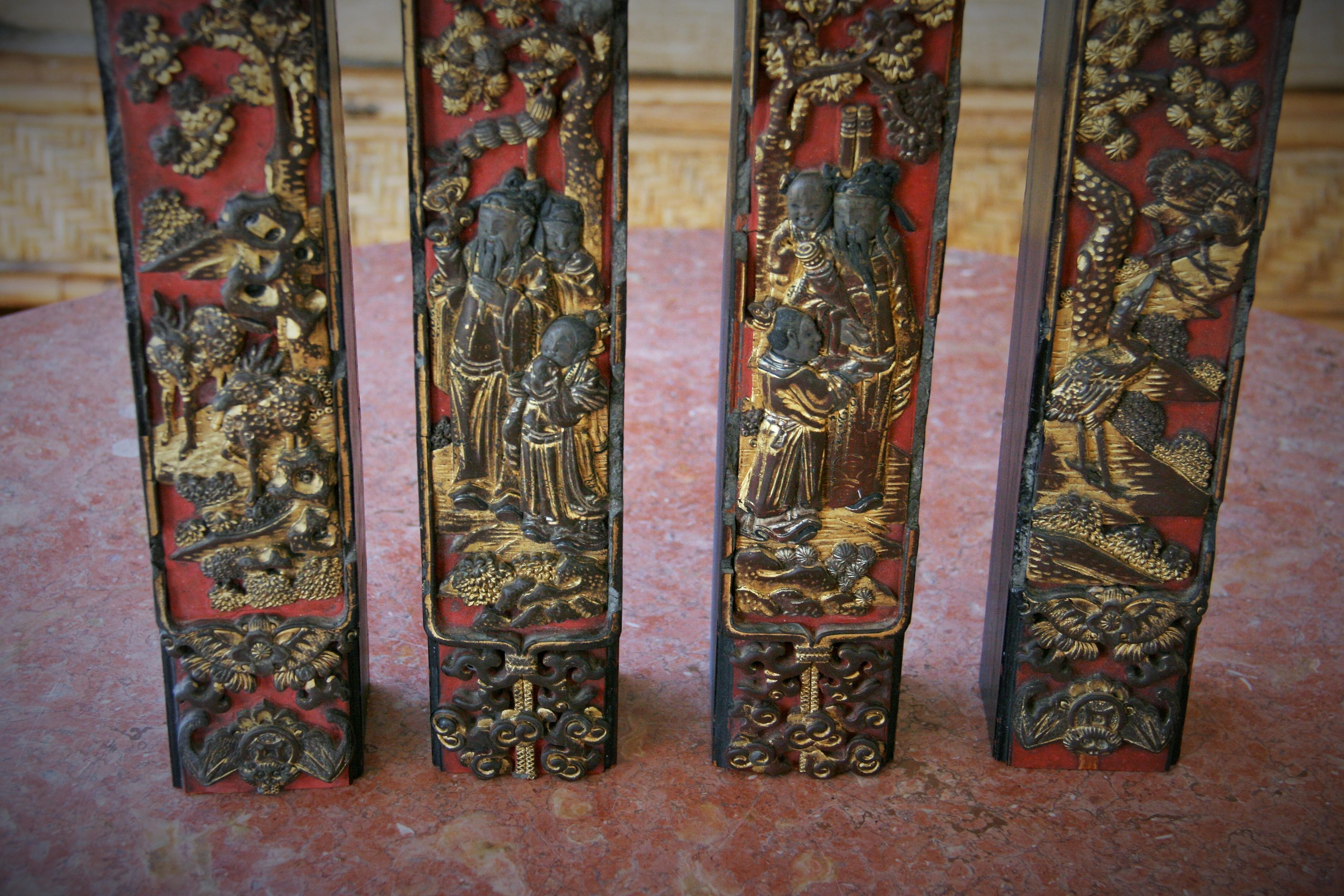 Chinese Set of Four Architectural Elements In Good Condition For Sale In Douglas Manor, NY