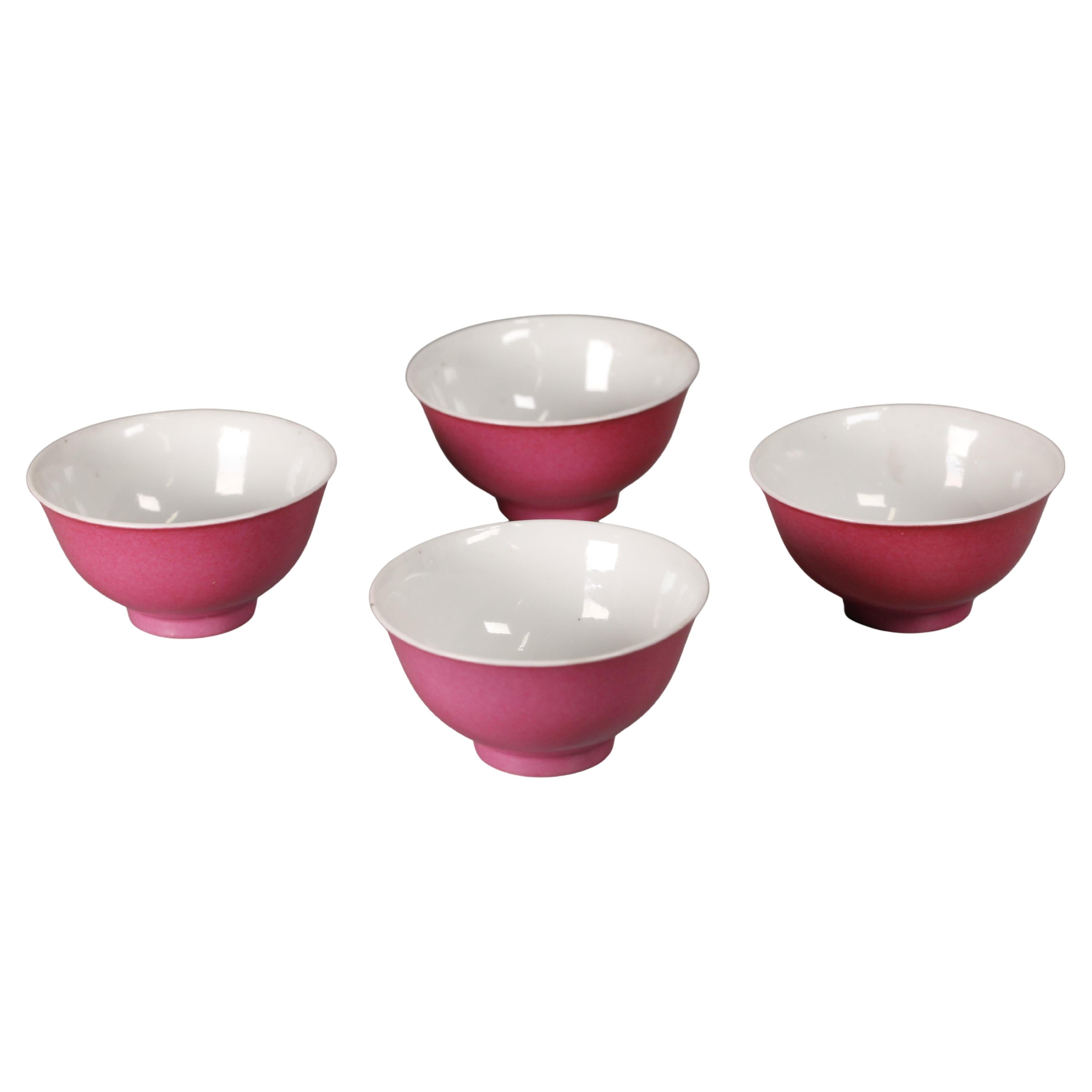 4 Chinese ruby red porcelain bowls, Republican period
