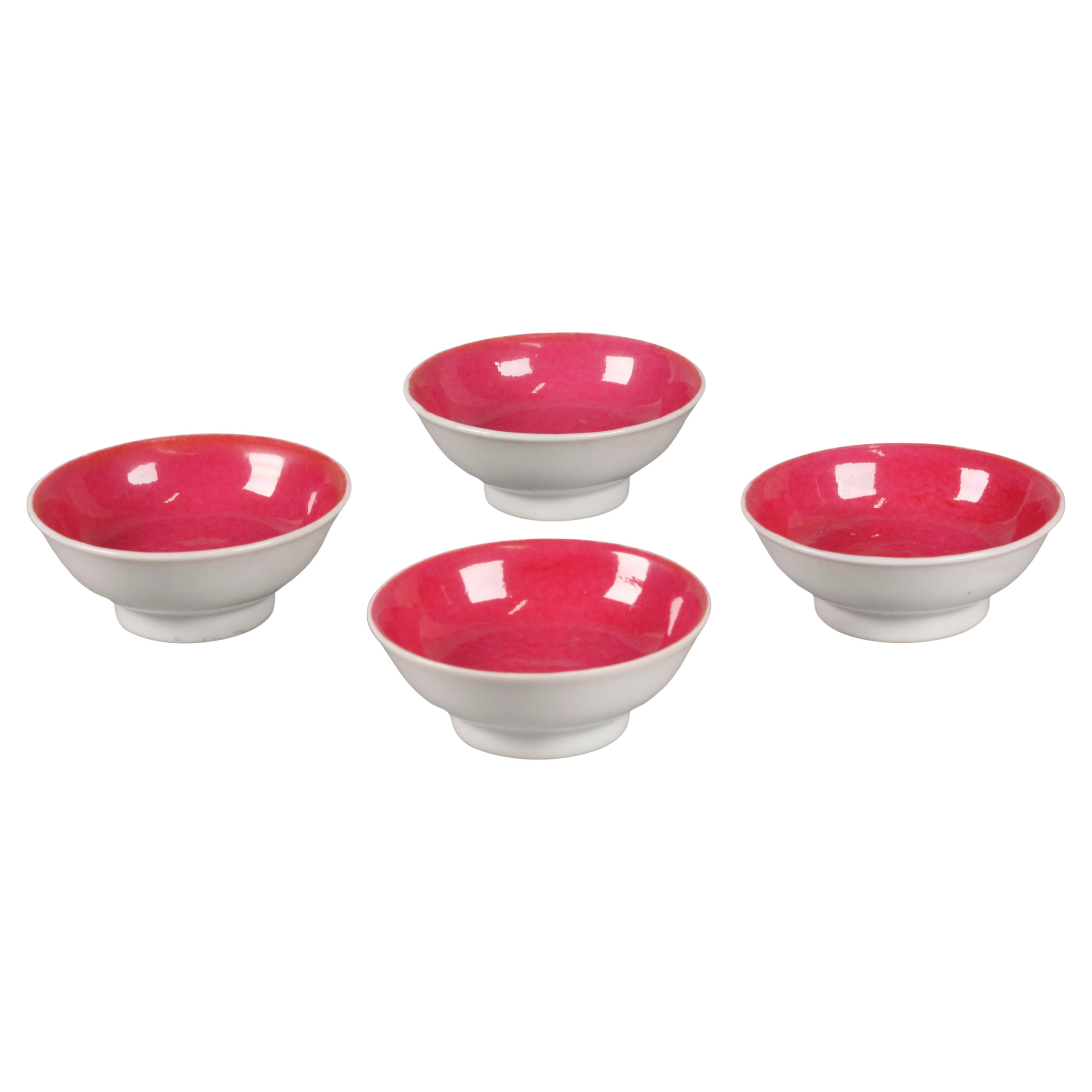 4 Chinese small ruby red porcelain bowls, Republican period