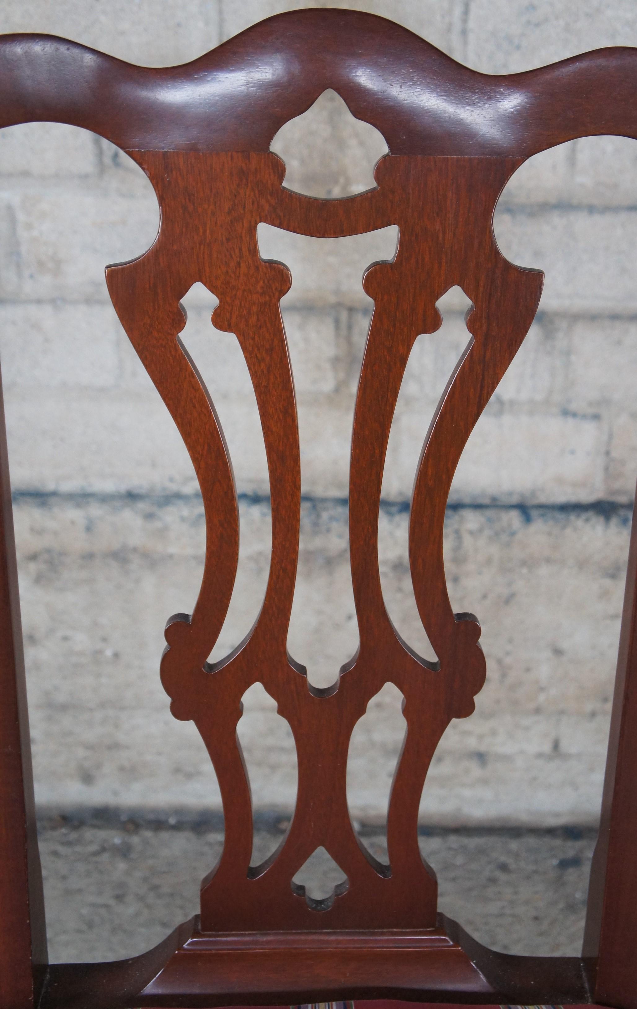 4 Chippendale Monticello Honeymoon Cottage Mahogany Pierced Back Dining Chairs For Sale 1